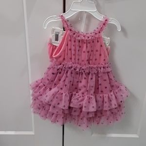 Pink polka dot ruffle dress